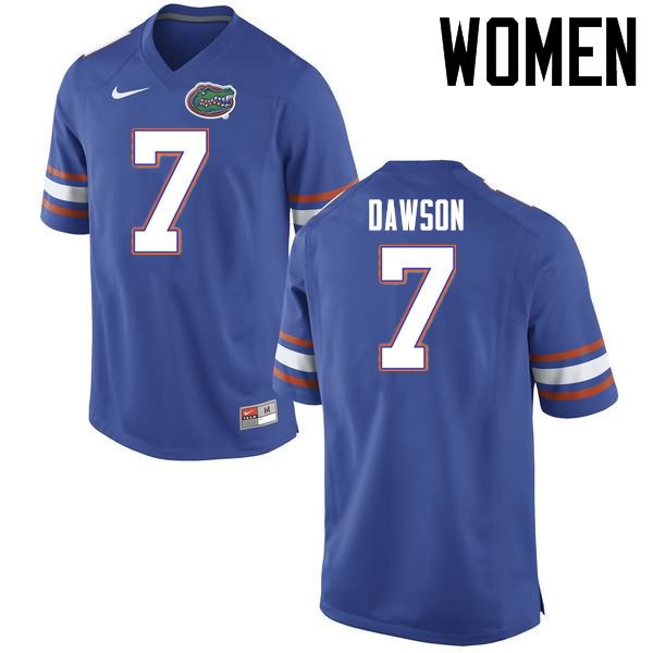 NCAA Florida Gators Duke Dawson Women's #7 Nike Blue Stitched Authentic College Football Jersey JRG5764CU